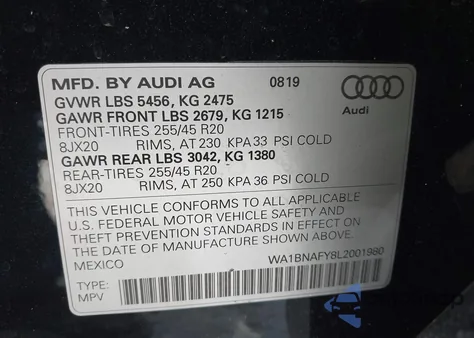2020 Audi Q5 Premium Plus 45 Tfsi Quattro S Tronic from USA, damaged, VIN WA1BNAFY8L2001980